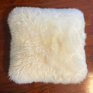 Genuine Double Sided Sheepskin Euro Pillow Case 24”x24” White Ivory